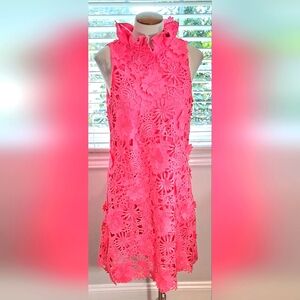 Tuckernuck Vibrant Pink Floral Lace Dress Sz S Pre-Owned
